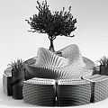 Casual Sofa Set With Wave Design Beige And Black Seats Green Plants In Bright Room
