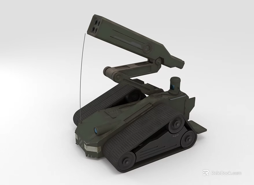 Military Weapon 3D Model With Tracked Base And Mechanical Launcher Arm 3d model