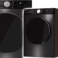 Modern Front Loading Washing Machine With Black Finish And Circular Control Panel 3d model