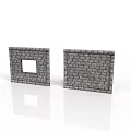 Two Gray Stone Walls Architectural Structure One With Square Window