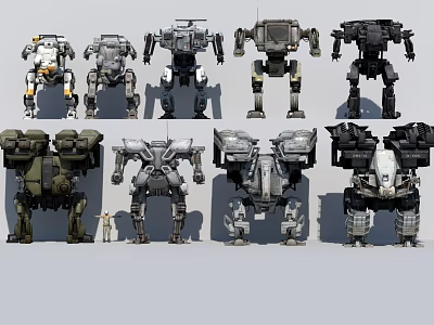 Futuristic Mech Weapons With Various Designs And Tactical Combat Features 3d model