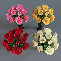 Elegant Black Vases With Fresh Red Roses And White Roses Floral