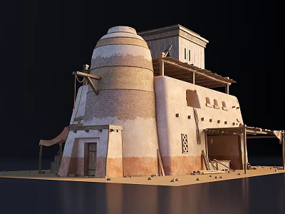 European Architecture Traditional Style Featuring Dome Structure Wooden Balcony And Classic Door Windows 3d model