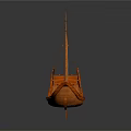 Traditional Wooden Boat With Multiple Orange Sails And Classic Structure Design 3d model