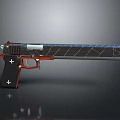 Modern Black And Red Pistol With Geometric Pattern Barrel And Cross Symbol