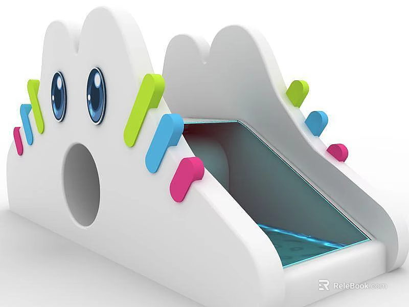 Interactive Cloud Shaped Playful Exhibit In Modern Technology Exhibition Hall With Colorful Sensory Elements 3d model 