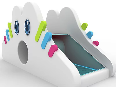 Interactive Cloud Shaped Playful Exhibit In Modern Technology Exhibition Hall With Colorful Sensory Elements 3d model