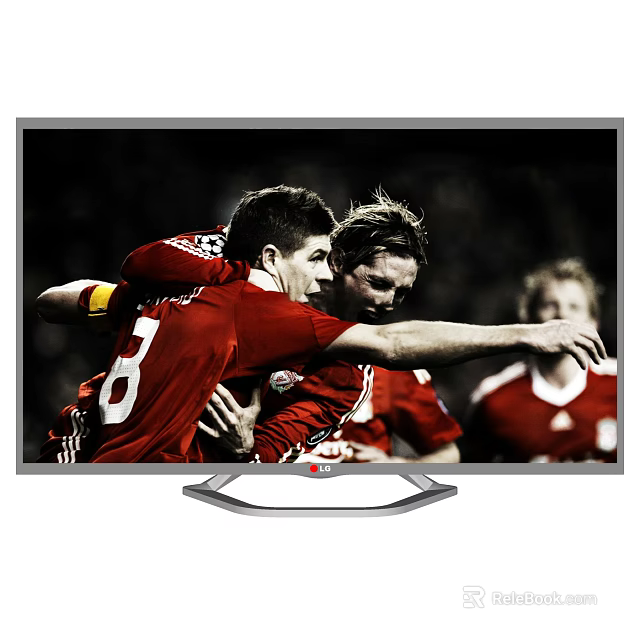 Modern LED TV Displaying Football Players Celebrating Sports Game Action 3d model 