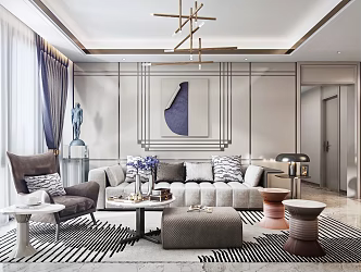 Light Luxury Living Room 3d model
