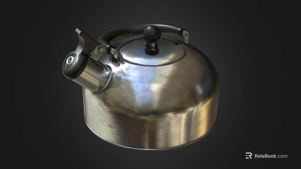 Modern Stainless Steel Kettle With Ergonomic Handle And Shiny Finish For Home Use 3d model 