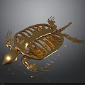 Golden Turtle Decorative Sculpture With Intricate Hollow Design And Metallic Shine
