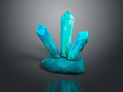 Glossy Blue Crystal Cluster With Transparent Geometric Crystals On Sturdy Decorative Base 3d model