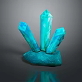 Glossy Blue Crystal Cluster With Transparent Geometric Crystals On Sturdy Decorative Base