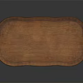 Classic Wooden Table With Oval Top Carved Edges And Curved Legs