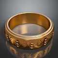 Decorative Golden Metal Hardware Ring With Intricate Wave Engravings Design 3d model