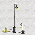 Vintage Style Outdoor Lights With Curved Design Yellow Illumination And Black Bases