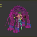 Fantasy Movie Game Character With Giant Purple Spiked Spotted Monster Design
