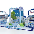 Junlebao Exhibition Booth Featuring Blue Truck and Fresh Dairy Products Promoting Healthy Lifestyle