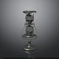Silver Hourglass Decorative Ornament With Metal Frame And Base Stand