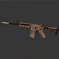 Modern Tactical Assault Rifle With Camouflage Pattern And Detailed Components