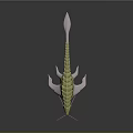 Green Aquatic Creature With Luminous Blue Spots Long Body Fins And Whiskers