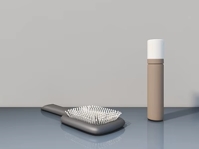 Modern Swing Door With Gray Background And Tabletop Comb Bottle Accessory 3d model
