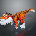 Stylized Cartoon Tiger 3D Model With Orange Black Stripes White Mane And Paws 3d model