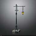 Modern Metal Floor Lamp With Crossbar Yellow Lampshade And Square Base