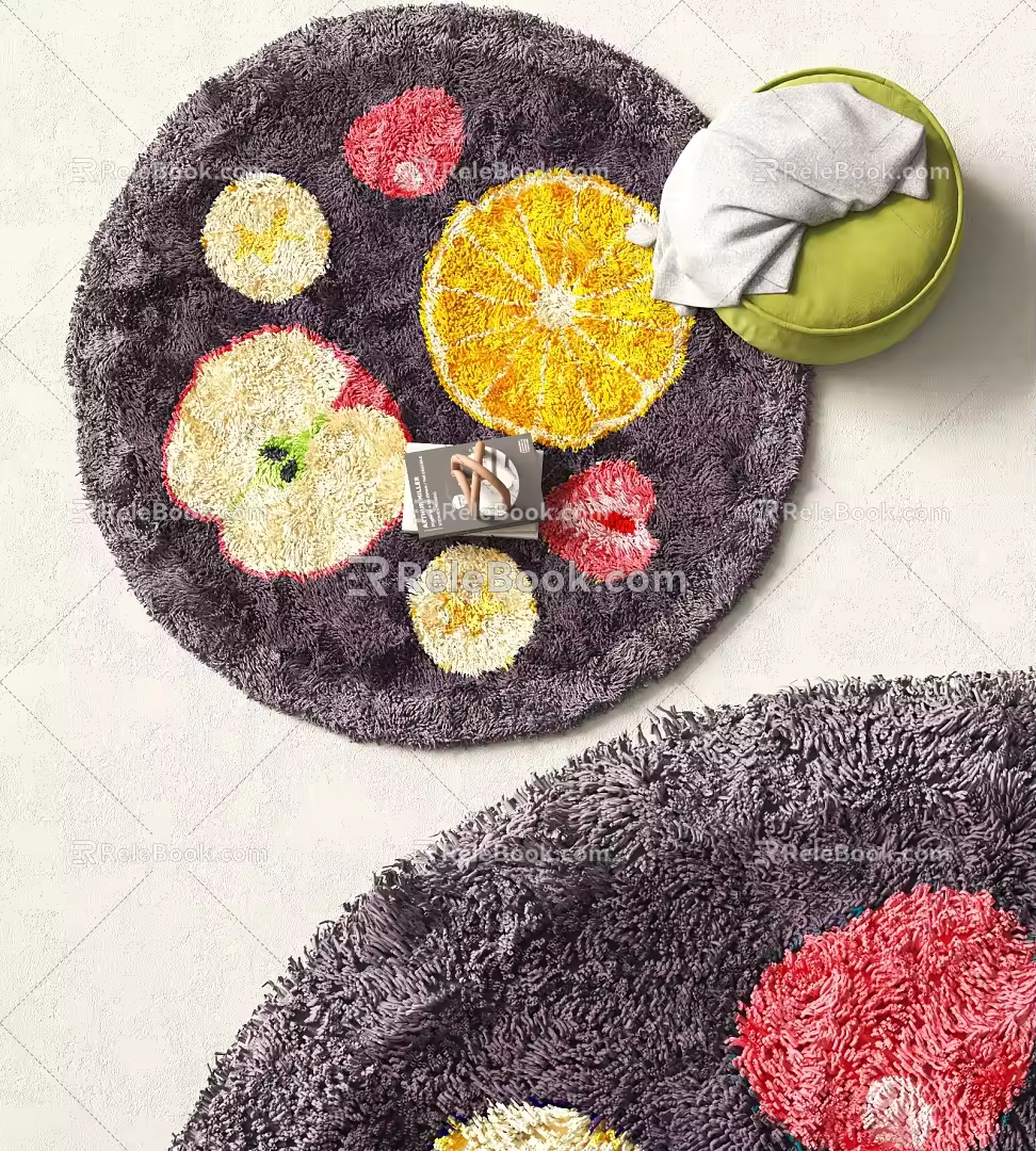 Modern Round Carpet Decorative Ornaments Plush Carpet 3d model