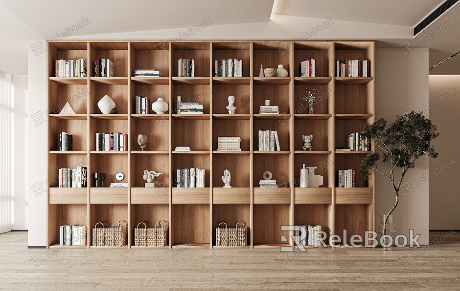 Modern wooden bookshelf model