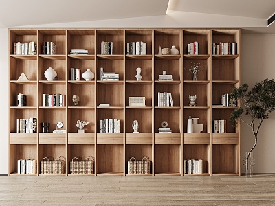 Modern wooden bookshelf model