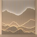 New Chinese background wall landscape grid background wall 3d model