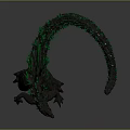Fierce Monster Creature With Gray Skin Green Spikes Long Tail And Open Mouth