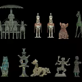 Ancient Style Ceramic Vessels With Animal Shaped And Humanoid Figurines Decorative Crafts