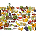 Colorful Assorted Fresh Fruits Display With Various Tropical And Common Types