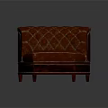 Classic Red Leather Single Seater Sofa With Diamond Tufted Design And Wooden Legs