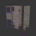 Modern Minimalist Wooden Partition with Dark Planks Square Cutouts and Wood Grain Texture