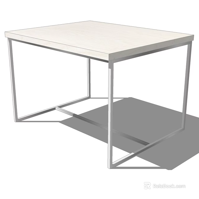 Modern Square Dining Table with White Tabletop and Sleek Metal Legs in Minimalist Design 3d model 
