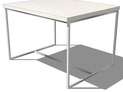 Modern Square Dining Table with White Tabletop and Sleek Metal Legs in Minimalist Design 3d model
