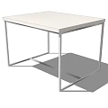 Modern Square Dining Table with White Tabletop and Sleek Metal Legs in Minimalist Design