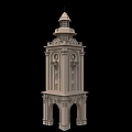 European Architecture Tower Featuring Arched Doors Decorative Windows And Dome Spire