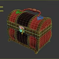 Red And Black Clothing Storage Trunk With Wooden Handle And Clasp