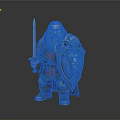 Detailed Dwarf Warrior 3D Model With Sword Shield Lion Design And Armor
