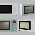 Modern Kitchen Microwave Ovens With Different Designs Colors And Control Panels 3d model