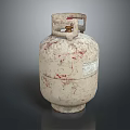 Worn Gas Cylinder With Rust Stains Top Valve Handle And Label 3d model