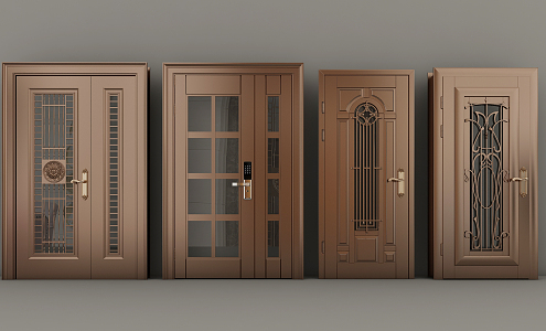 European style metal anti-theft door 3d model