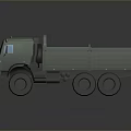 Green Military Truck With Open Cargo Bed And Multiple Wheels 3D Render View