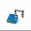 Advanced Industrial Robotic Arm with Blue Mobile Base and Control Panel for Automation