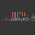 3D Ancient Scenery with Red Tents Flags Stone Paths and Wooden Barrels