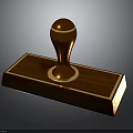 Brown Wooden Stamp With Rectangular Base And Round Top For Daily Household Use 3d model